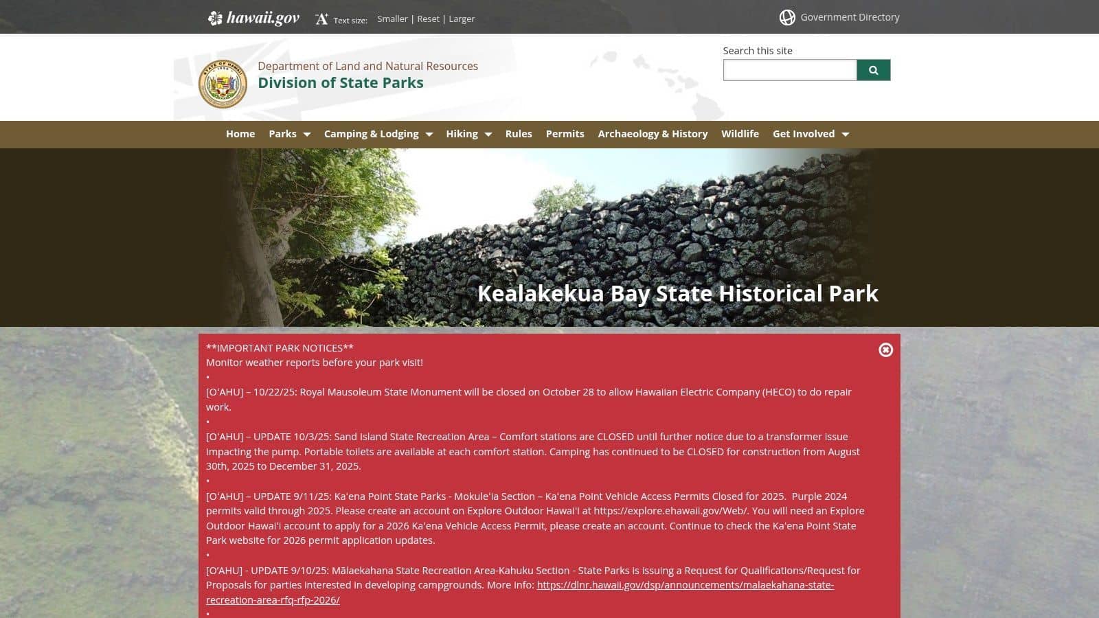 Hawaiʻi DLNR – Kealakekua Bay State Historical Park
