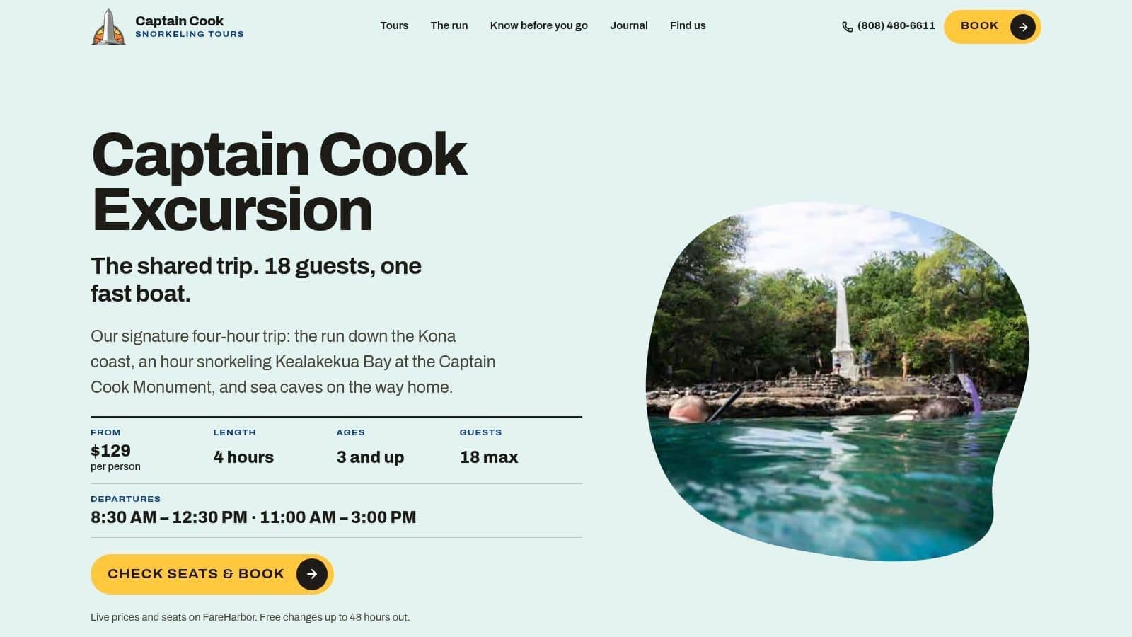 Screenshot from https://www.captaincooksnorkelingtours.com/captain-cook-tour