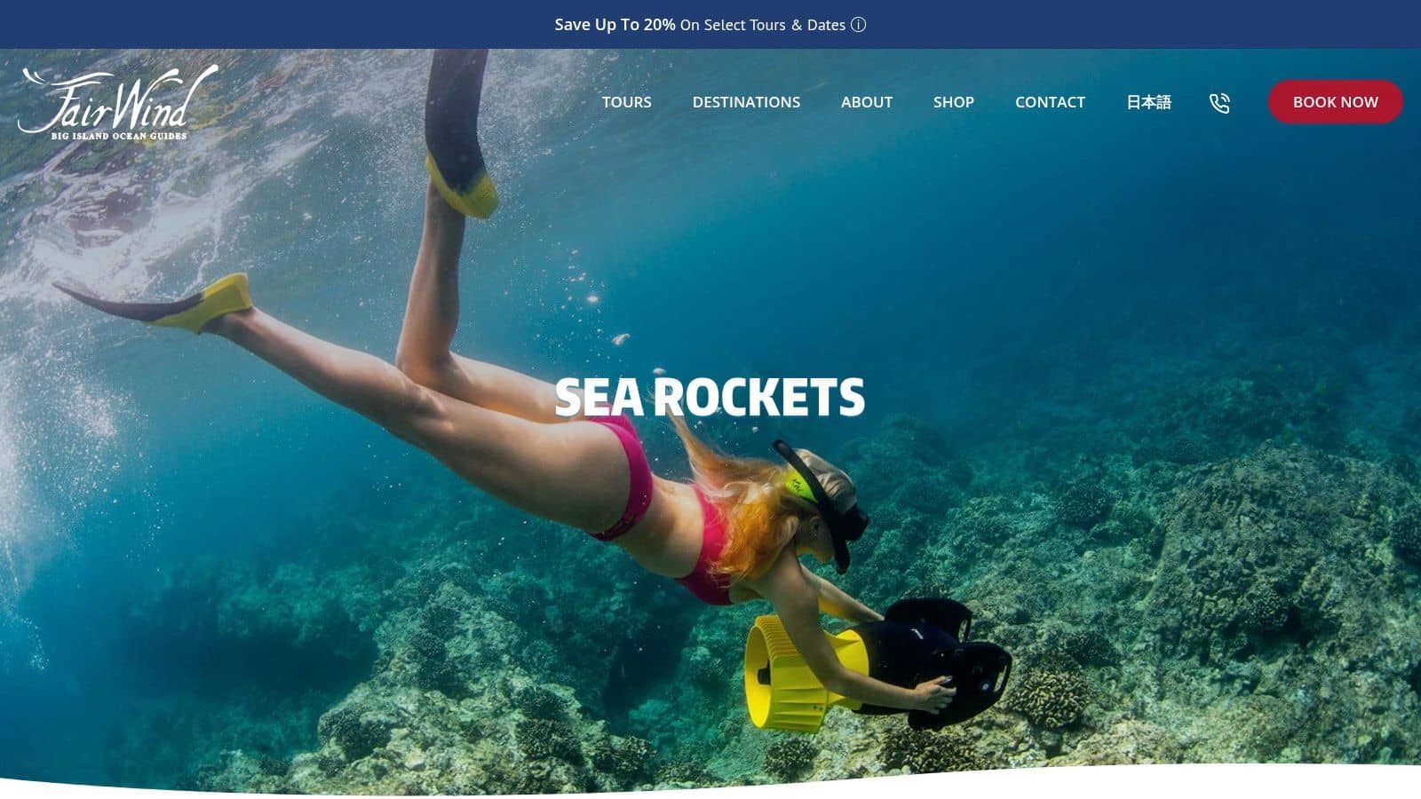 A diver uses a sea scooter to explore a coral reef during a Captain Cook snorkel tour.